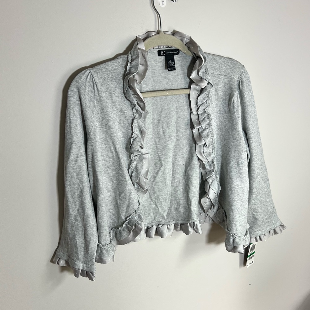 NWT INC International Concepts Ruffle Crop Sweater